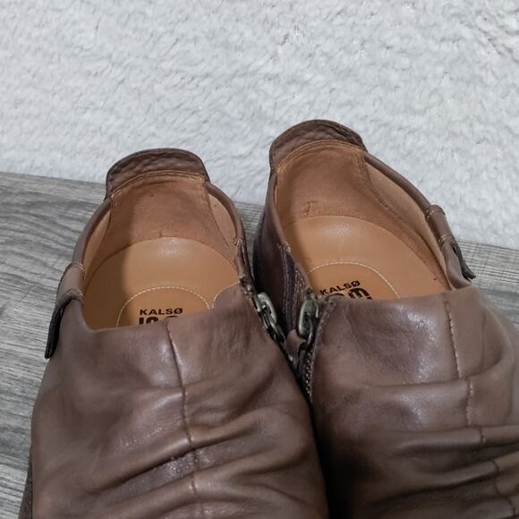 Earth Kalso Invoke Brown Leather Ruched Slip-On Shoes Size 9.5B - Picture 10 of 14